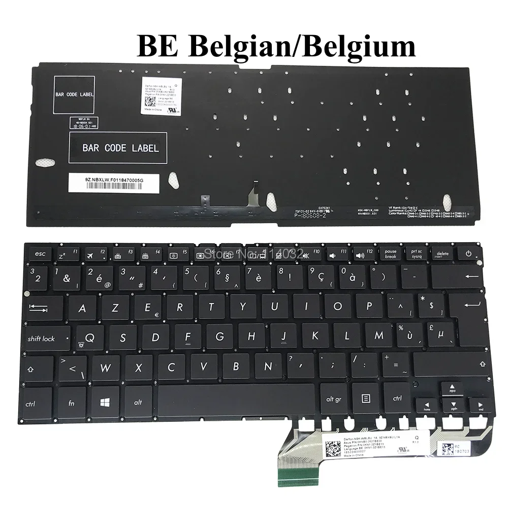 Фото Чешская бельгийская клавиатура с подсветкой AZERTY для ASUS ZenBook UX430 UX430UQ UX430UA UX430UAR, подсветка клавиатуры 0KNB0-2627BE00 2627cs00 №3