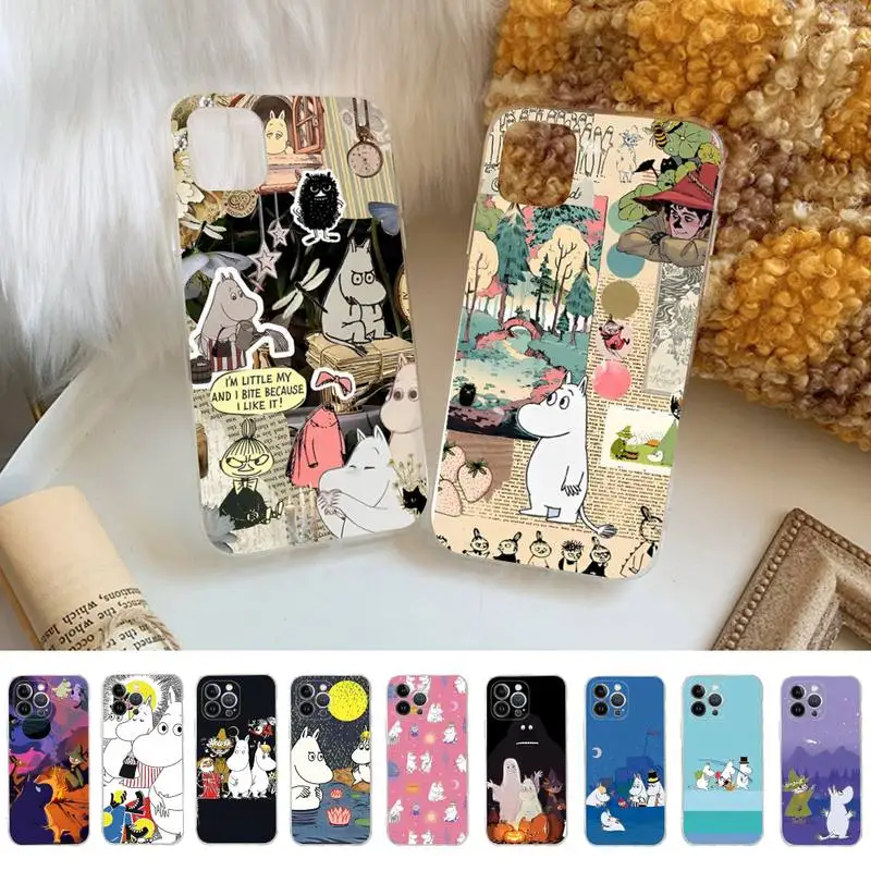 

Comic M-Moomin Cute Hippo Phone Case For iPhone 14 13 12 Mini 11 Pro XS Max X XR SE 6 7 8 Plus Soft Silicone Cover