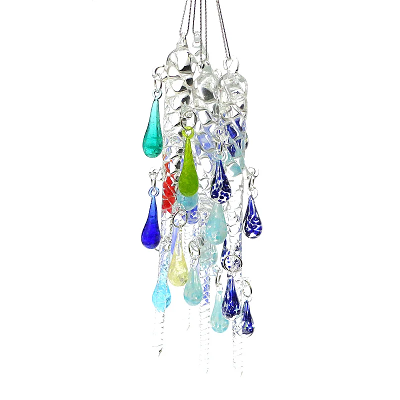 

Creative Clear Crystal Glass Ice Pendant With 6PCS Water Drop Ornaments Wedding Party Xmas Tree Outdoor Garden Decor Accessories
