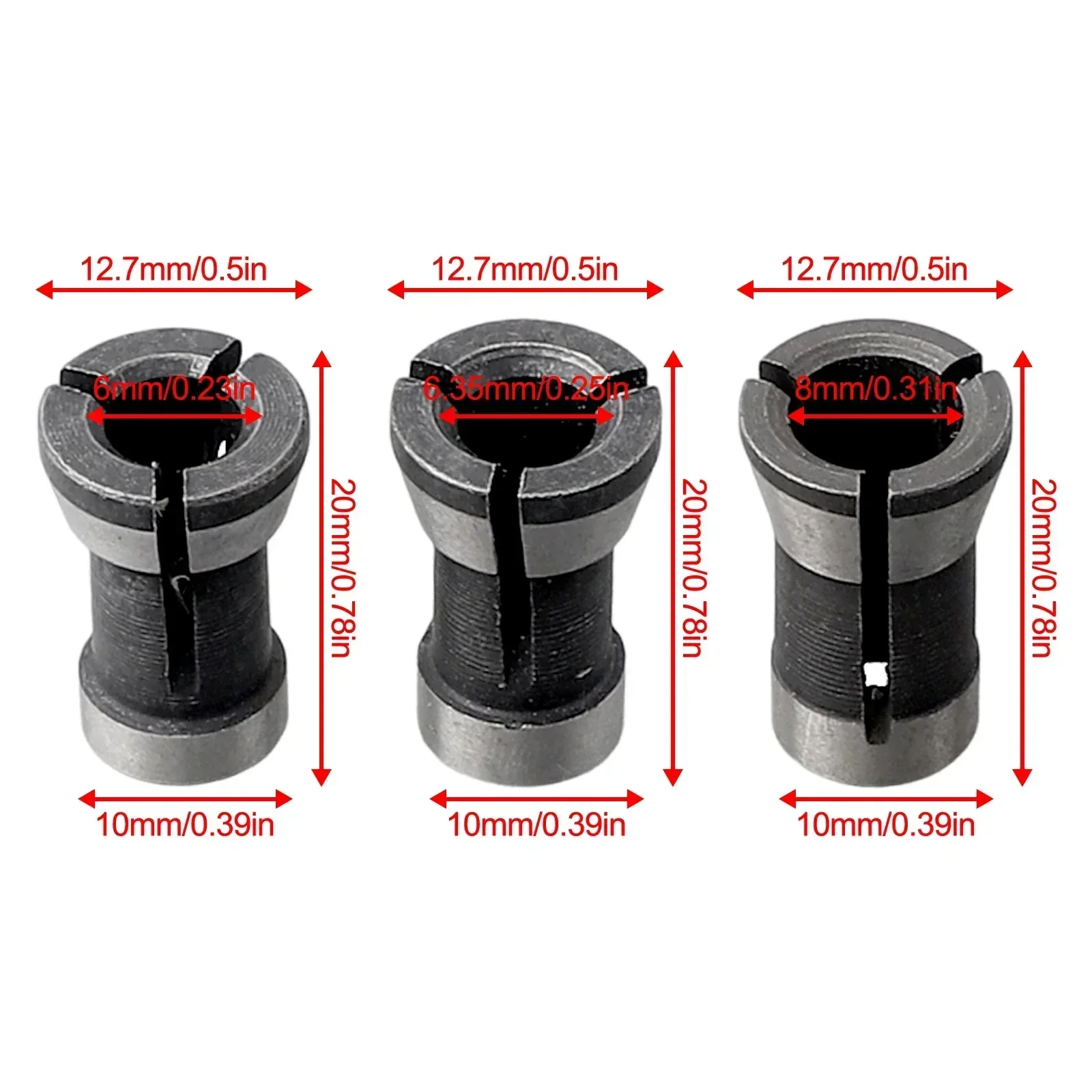 Цанговый адаптер для бит 6 шт. патрон из углеродистой стали 6/6 35/8 мм высота 20