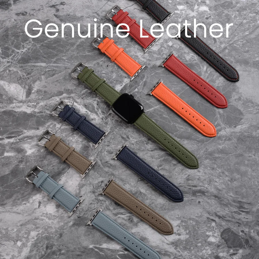 

Genuine Leather Strap for Apple Watch Band 45mm 44mm 42mm 40mm 38mm S7 S6 Fashion Smartwatch Accessories for iWatch 7 6 5 4 3 SE