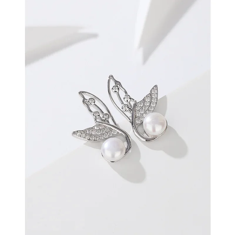 Серьги с жемчугом рыбий хвост Высококачественные женские нишевые