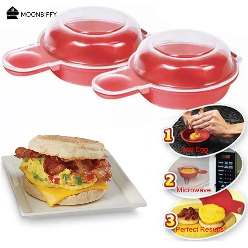 2pcs Easy Eggwich Microwave Egg Cooker Egg Hamburg Omelet Making Tool PP Manual Burger Press Burger Making Tool Hamburger Pattie