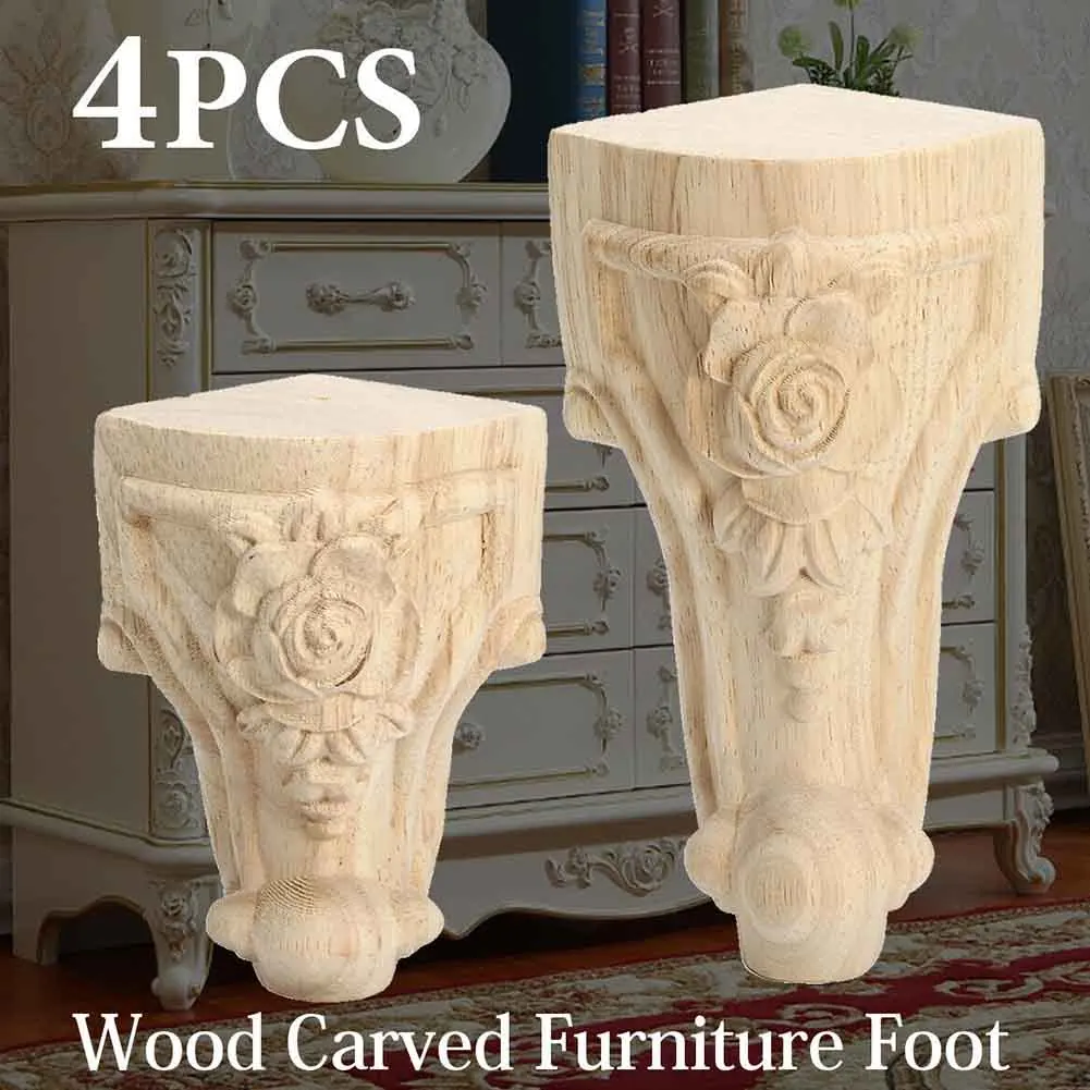 

Деревянный резной журнальный столик 4 шт./компл., прочный подшипник в Европейском стиле, Нескользящие ножки для дивана, ТВ, сменный корпус, но...