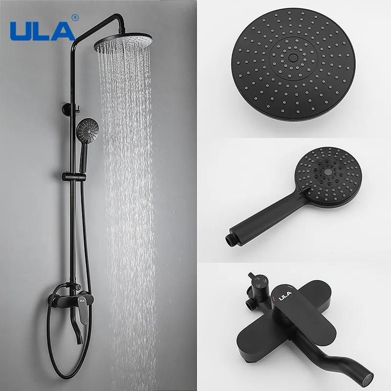 

Черный смеситель для душа ULA, кран для ванны из нержавеющей стали, дождевая насадка для душа, дождевая Душевая система