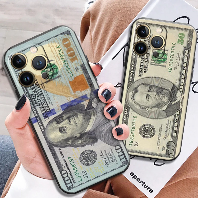 

Luxury Cash US Dollar For Apple iPhone 13 12 11 Pro Max X XR XS Max 5 5s 6 6S 7 8 Plus SE2020 13 12 Mini Phone Case Ultra-Thin