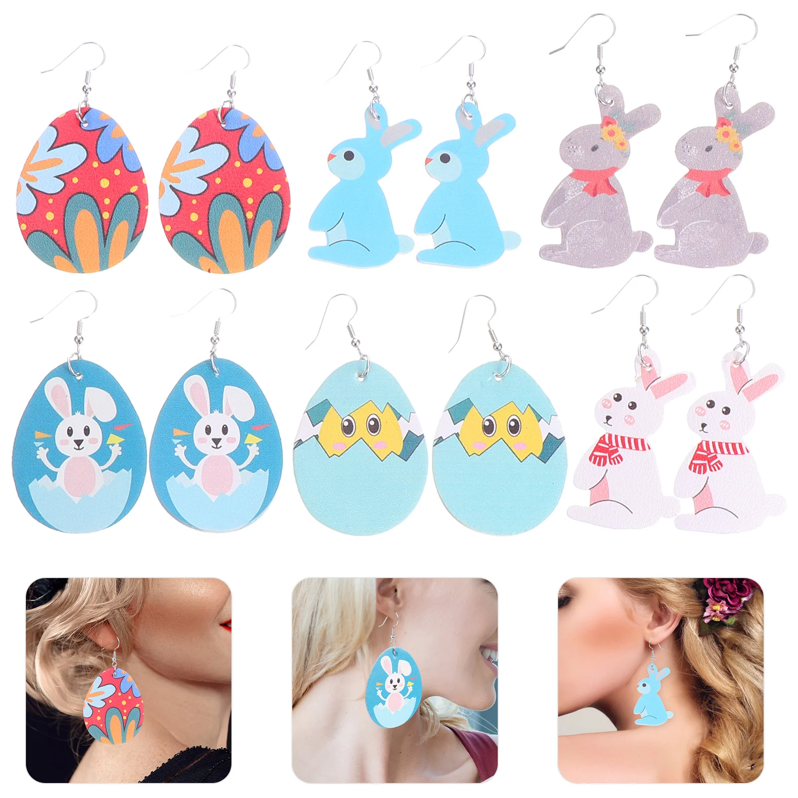 

6 Pairs 1 Set Jewelry Supplies Ear Hoops Ear Jewelries Beautiful Unique Distinctive Cartoon Novel Ear Bobs Earrings Ear Studs
