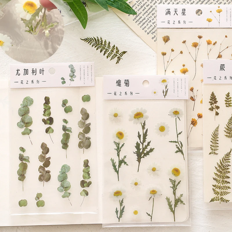 

1Pc Decorative Sticker Flowers Scrapbooking Stickers PET Adhesive Lable for Album Diary Craft DIY Journal Stationery Supplies