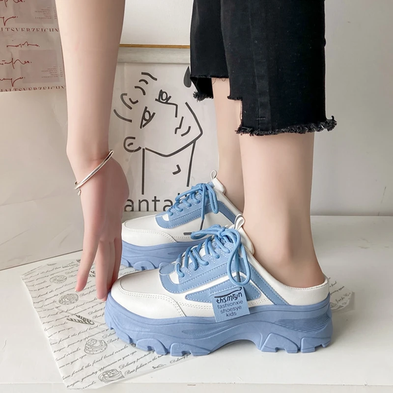 Women Sports Slippers 2023 New No Heel Daily Casual Shoes Non-slip Lace Up Female Platform Shoes Sneakers Women Zapatillas Mujer