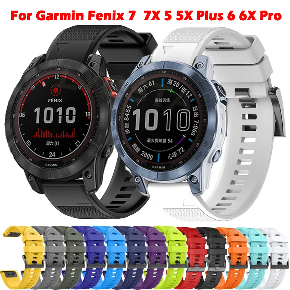 

Ремешок силиконовый для наручных часов Garmin Fenix 7 7X 6 6X Pro 5X 5 Plus 3HR MK1 MK2 Epix Gen 2