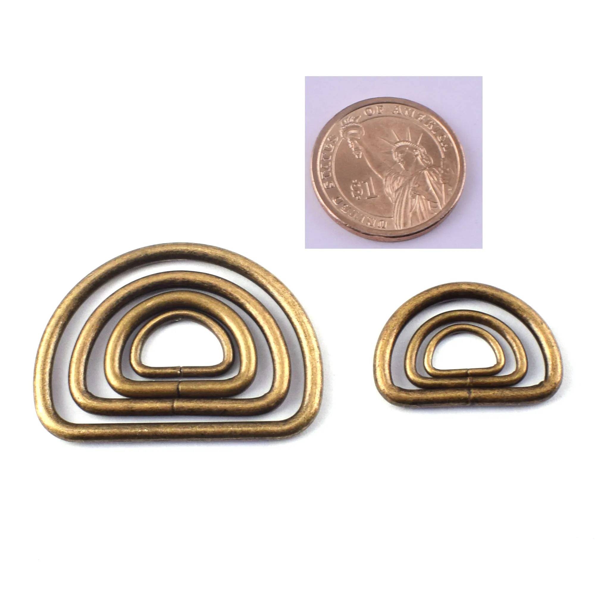 

Bronze D Rings Clasp Key Chain Lanyards Keys Clips Bag Key Ring Webbing Clip Metal D Ring Hardware Belt Rings 8pcs