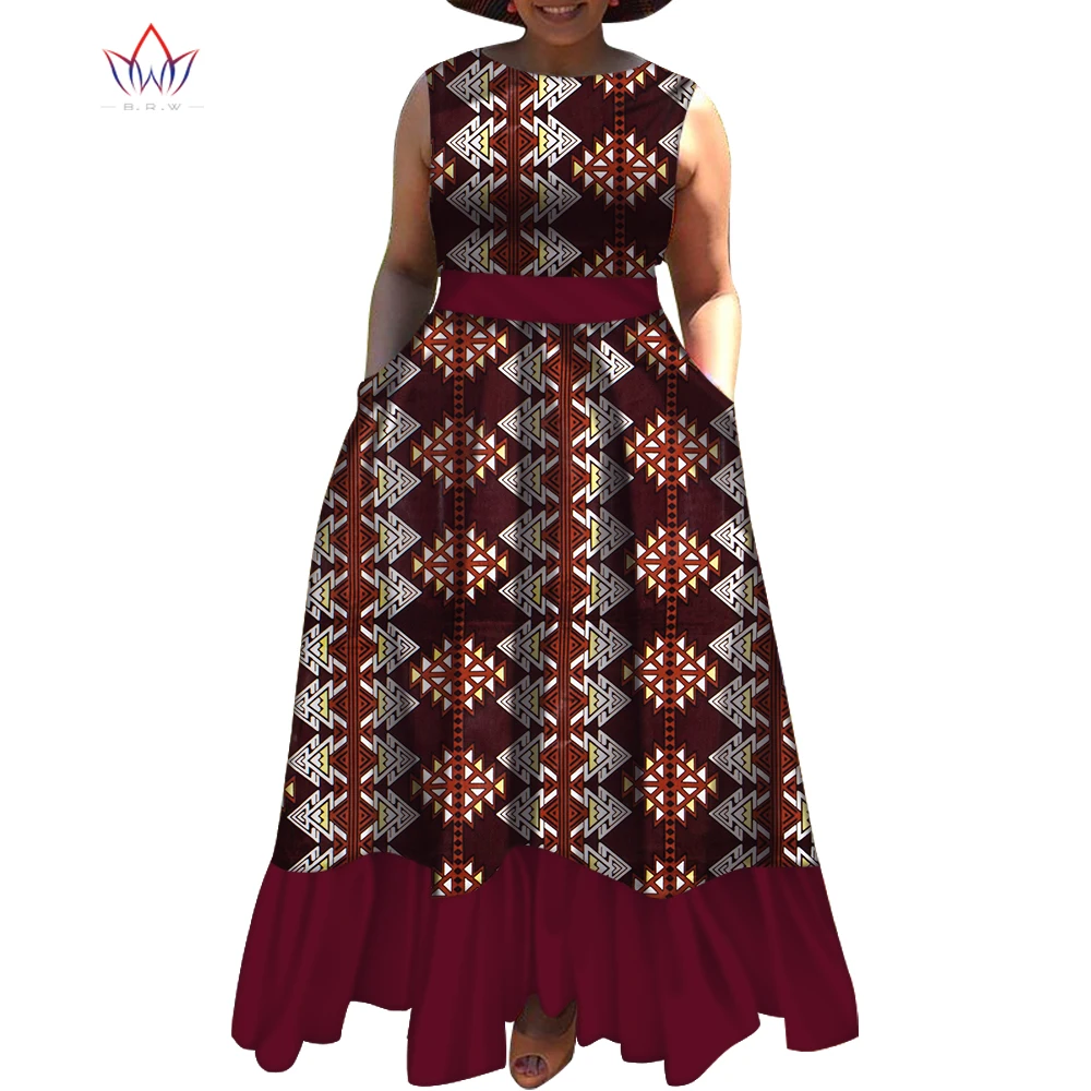 Africa Dresses for Women New Arrival Summer Plus Size Long Africa Clothes Vestido Deep O-Neck Dresses for Party WY5252