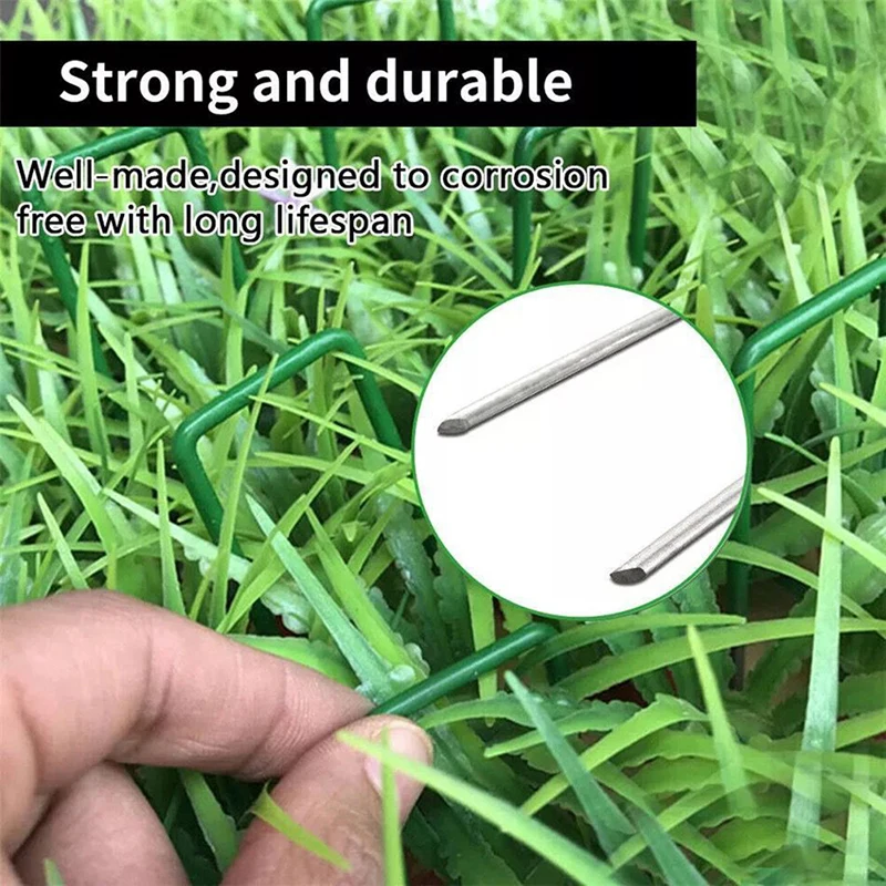 

10Pcs Garden U Pins Steel Galvanised Half Green Artificial Grass Turf Pegs Half Green Coated Artificial Grass Turf U Pins