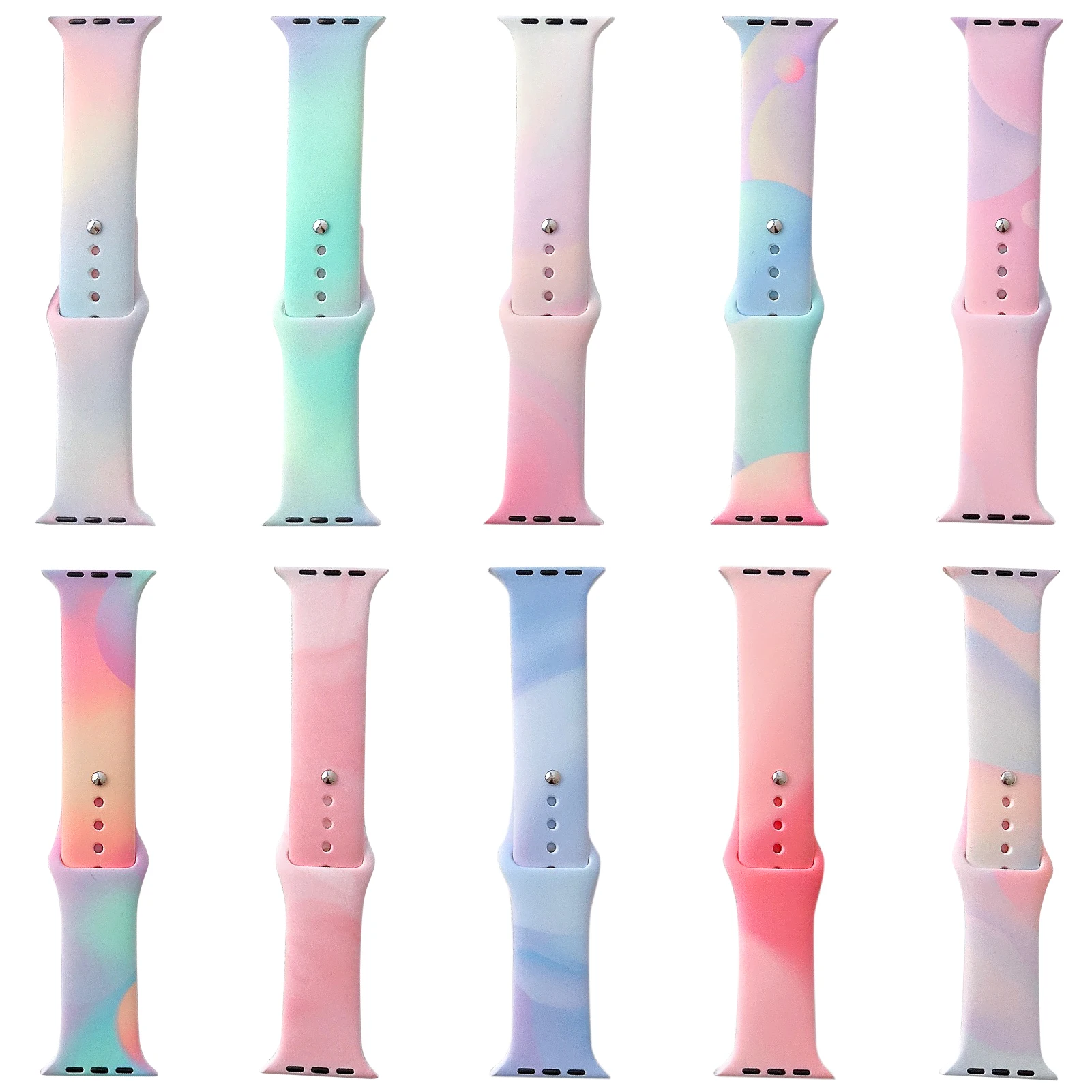 

Silicone Colorful Aurora Band For Apple Watch Band 38mm 40mm 41mm Smartwatch Strap Wristband Bracelet For iWatch Series 7