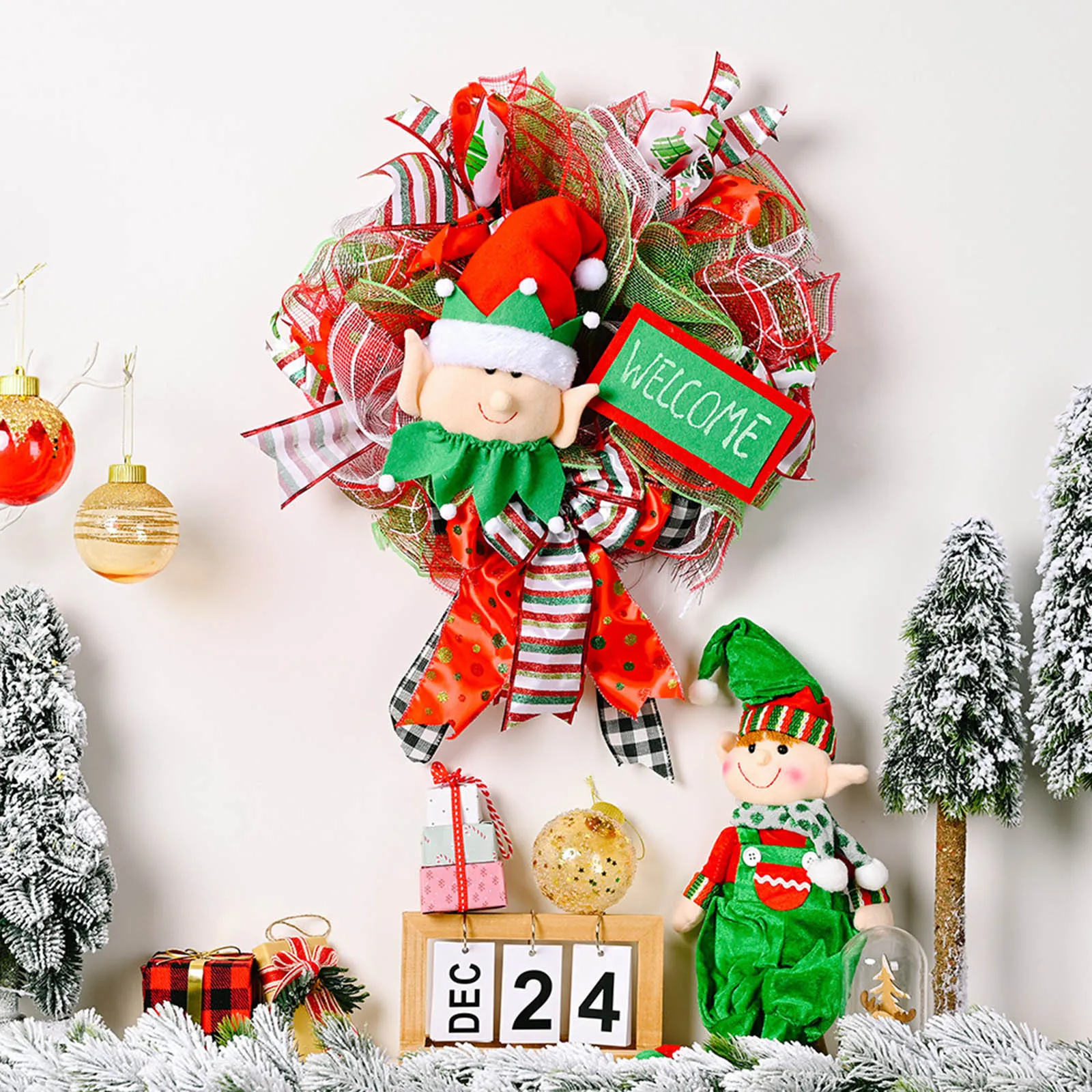 

Рождественские венки, Рождественский праздничный красный грузовик, осенний венок, клетчатая декорация, подвесное украшение для входной дв...