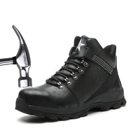 comfortable high top leather boots labor protection shoes mens safety anti smashing anti piercing waterproof and lightwei