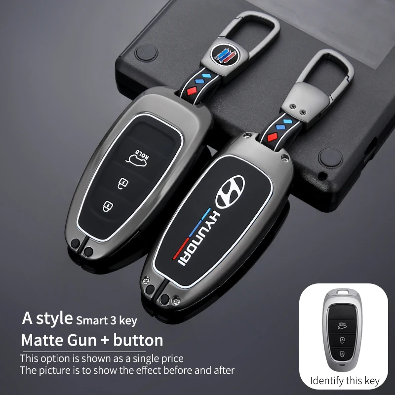 

Zinc Alloy Car Key Case Cover for Hyundai Solaris Sonata Hybrid NEXO NX4 New Grand Santa Fe Tucson 2020 2021 Car Accessories