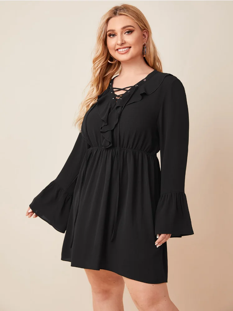Solid Color Temperament Commuter Women's Shirt Skirt Mature Dress plus size summer dress women