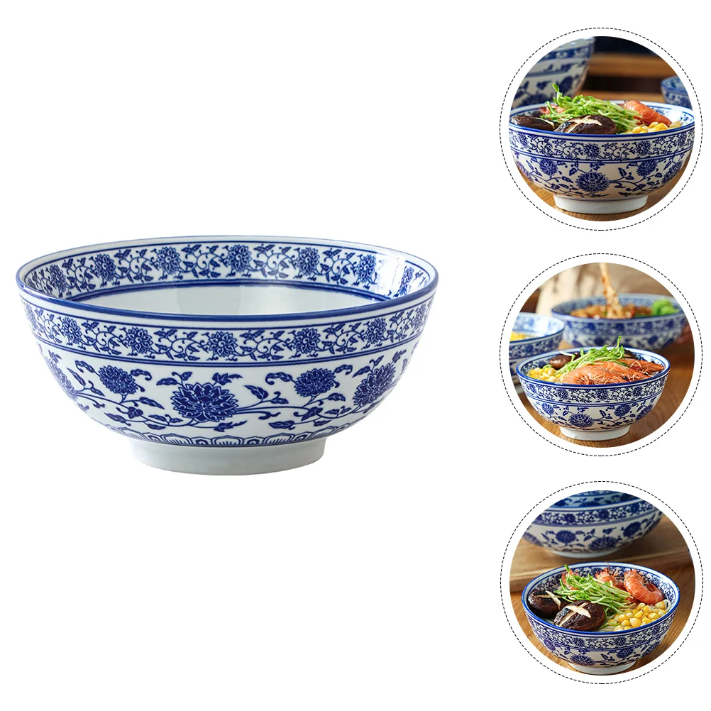 

Bowls Bowl Ceramic Soup Ramen Salad Noodle Pho Deep Pasta Japanese Cereal Serving Porcelain Mixing China Blue Dinner Pottery
