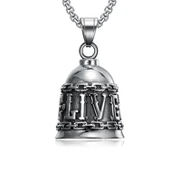 megin d stainless steel titanium live to ride motor retro vintage bell pendant collar chains necklace for men women gift jewelry