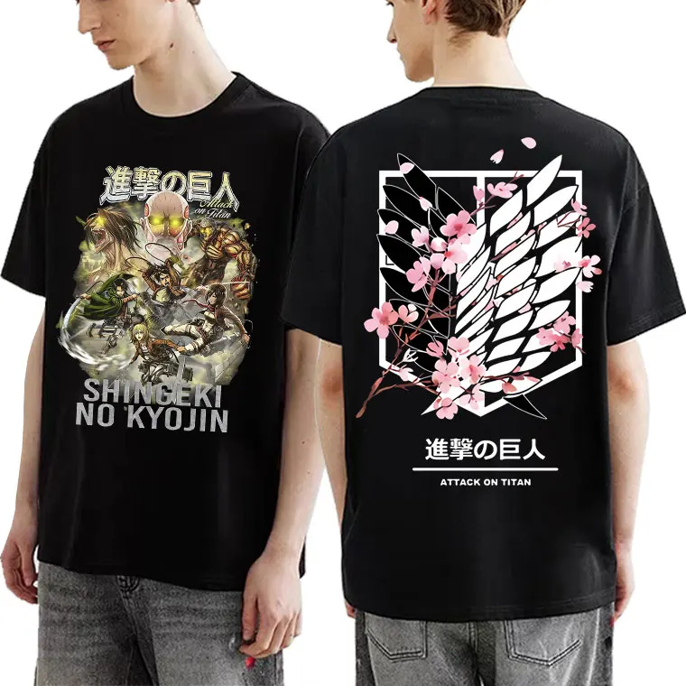 

Japanese Anime Fashion Birthday Gift T Shirt Tops Attack on Titan Men Women Tshirt Men's Eren Jager Harajuku Manga Print T-shirt