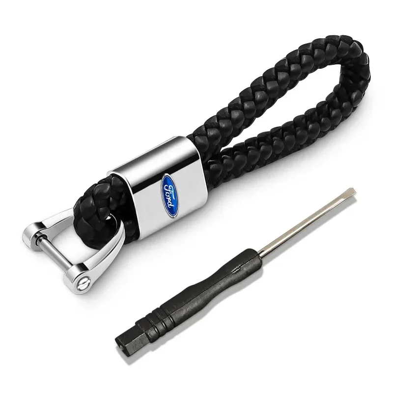 Leather Rope Car Logo Keychain Keyring Key Accessories For Ford Fiesta MK7 Mondeo MK4 ST Focus MK1 MK2 MK3 2 3 4