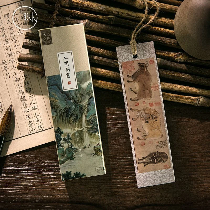 

30PCS/Pack Retro Chinese Style Paper Bookmark Vintage Famous Paintings Blessing Card Greeting Card DIY Page Mark Stationery New
