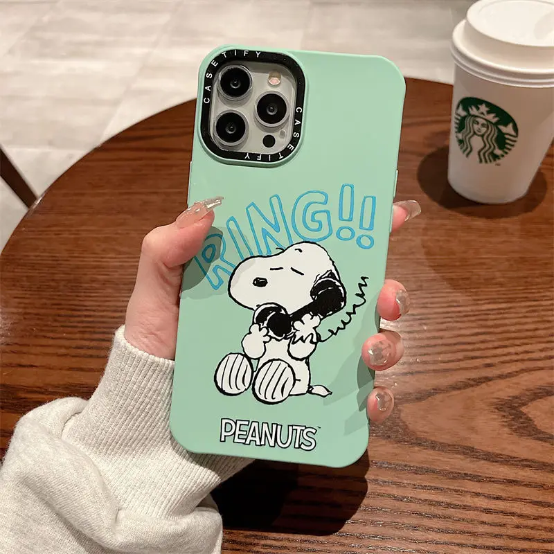 

Snoopy японский мультфильм Iphone13Pro Max 12/xs, силиконовая искусственная кожа, милый аниме, защита от падения, фотография, подарок для девушки