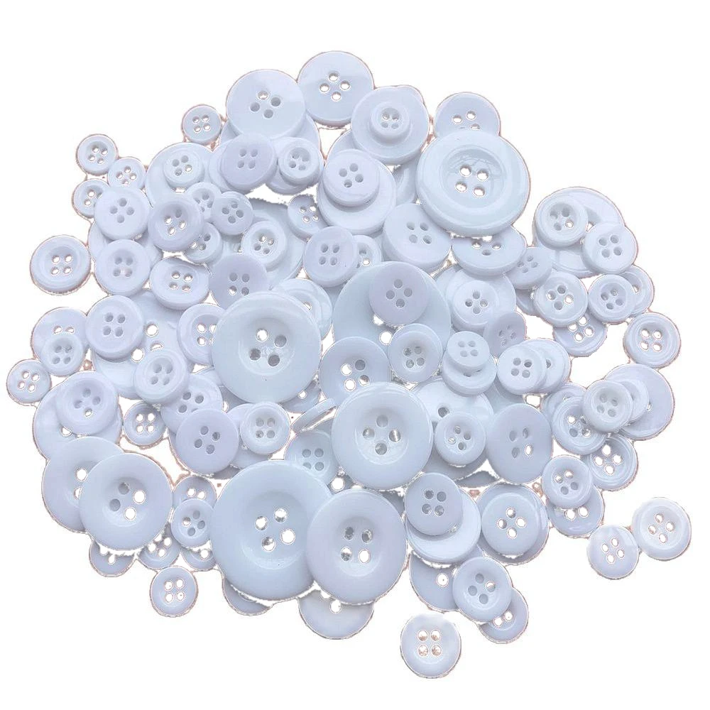 

HL 9/10/11/12/15/18/20/22/25mm 4 Holes White Plastic Shirt Buttons DIY Crafts Garment Sewing Accessories