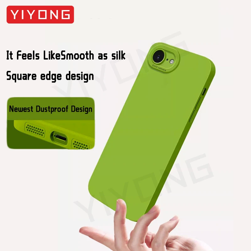 Фото Чехол YIYONG Luxury Silky Feel Liquid Silicone Soft Cover для iPhone 16e 16 Pro Max iPhone 16 Plus 16+ Чехлы для телефонов №5