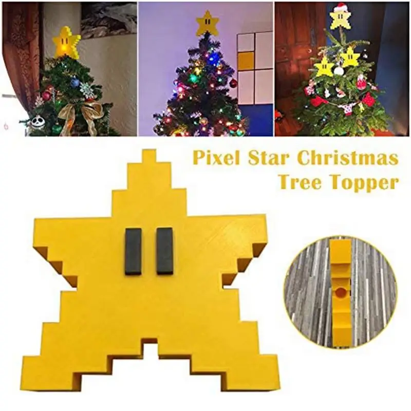 

3D Пиксельная звезда, Топпер для рождественской елки, классическое игровое украшение для рождественской елки, украшения для праздника, рождественские подарки для дома