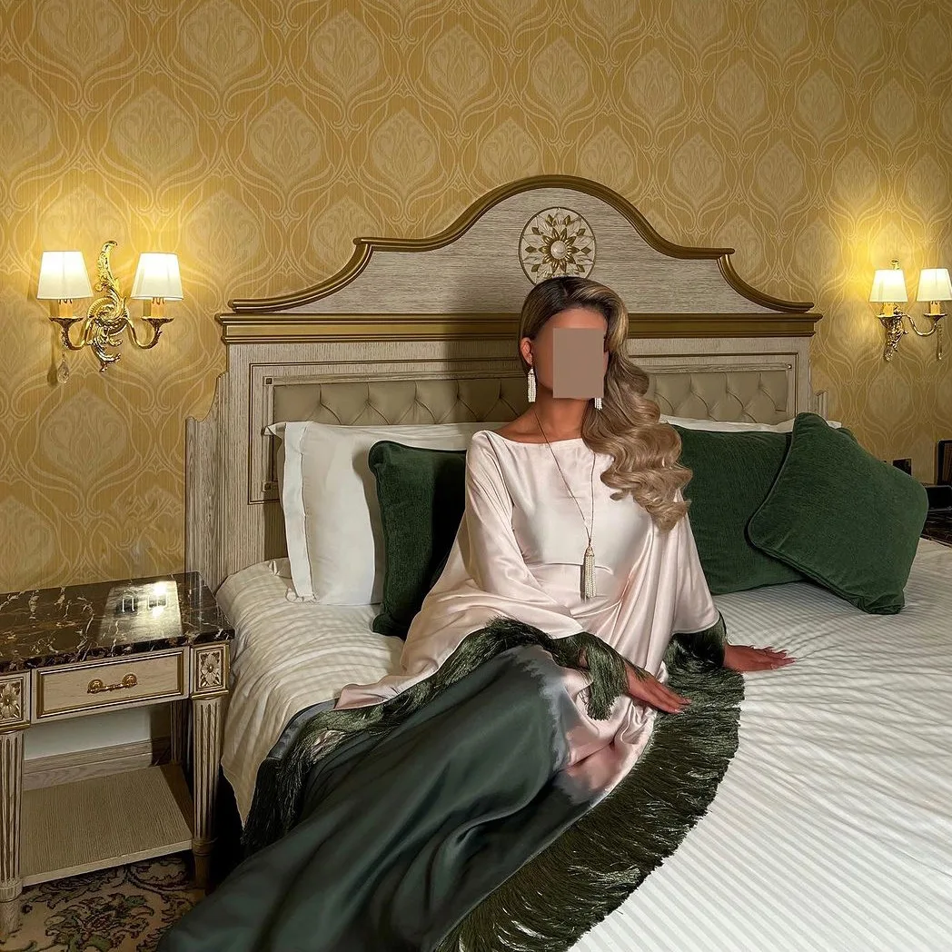 Градиентное искусственное мусульманское скромное платье с кисточками женское