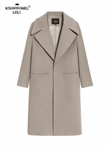 Женское длинное шерстяное пальто на одной пуговице, тонкое шерстяное пальто на осень и весну