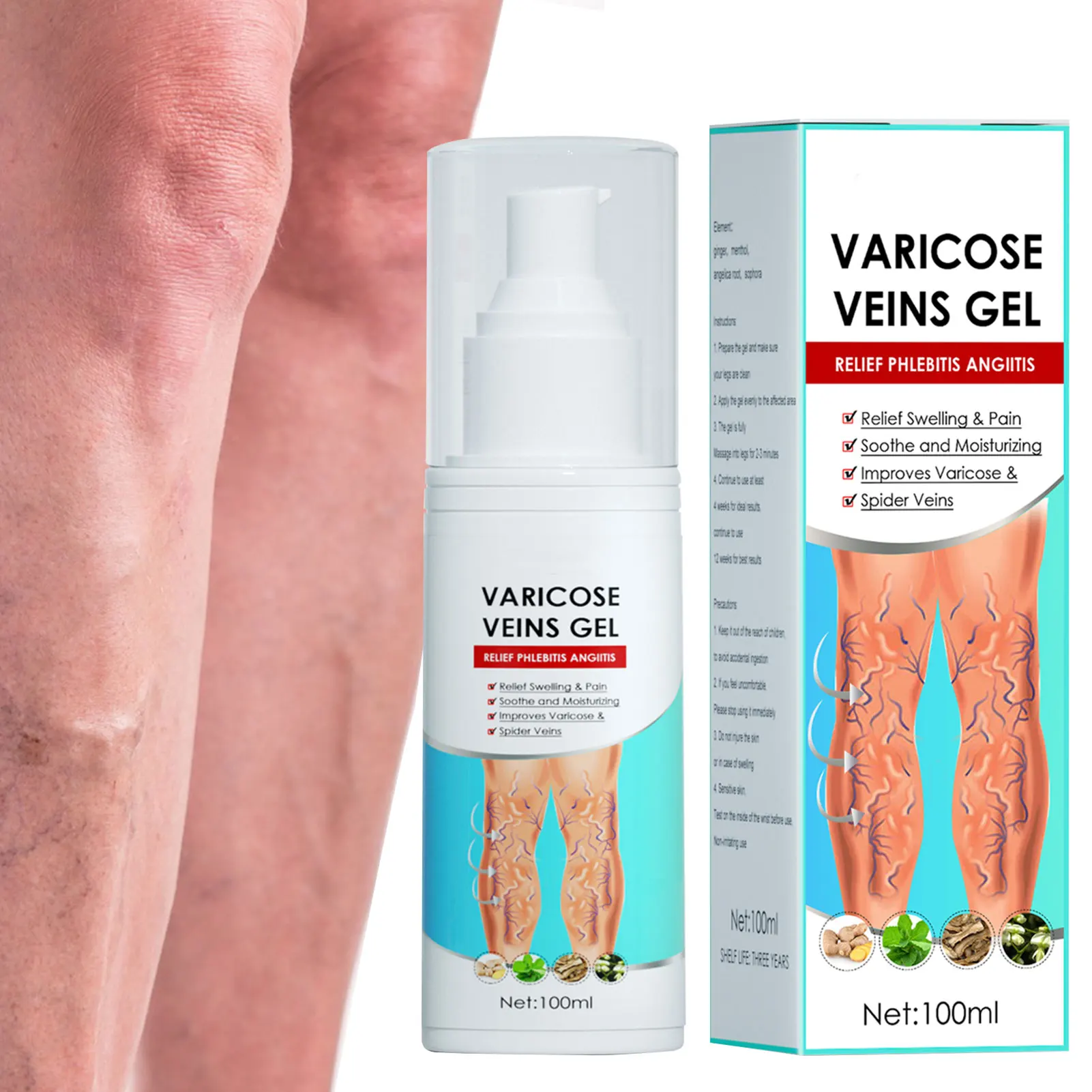 

Varicose Vein Massage Gel 30ml Varicose Vein Gel Skin Care Supplies Vein Healing Soothing Ointment For Relieving Tired And Heavy