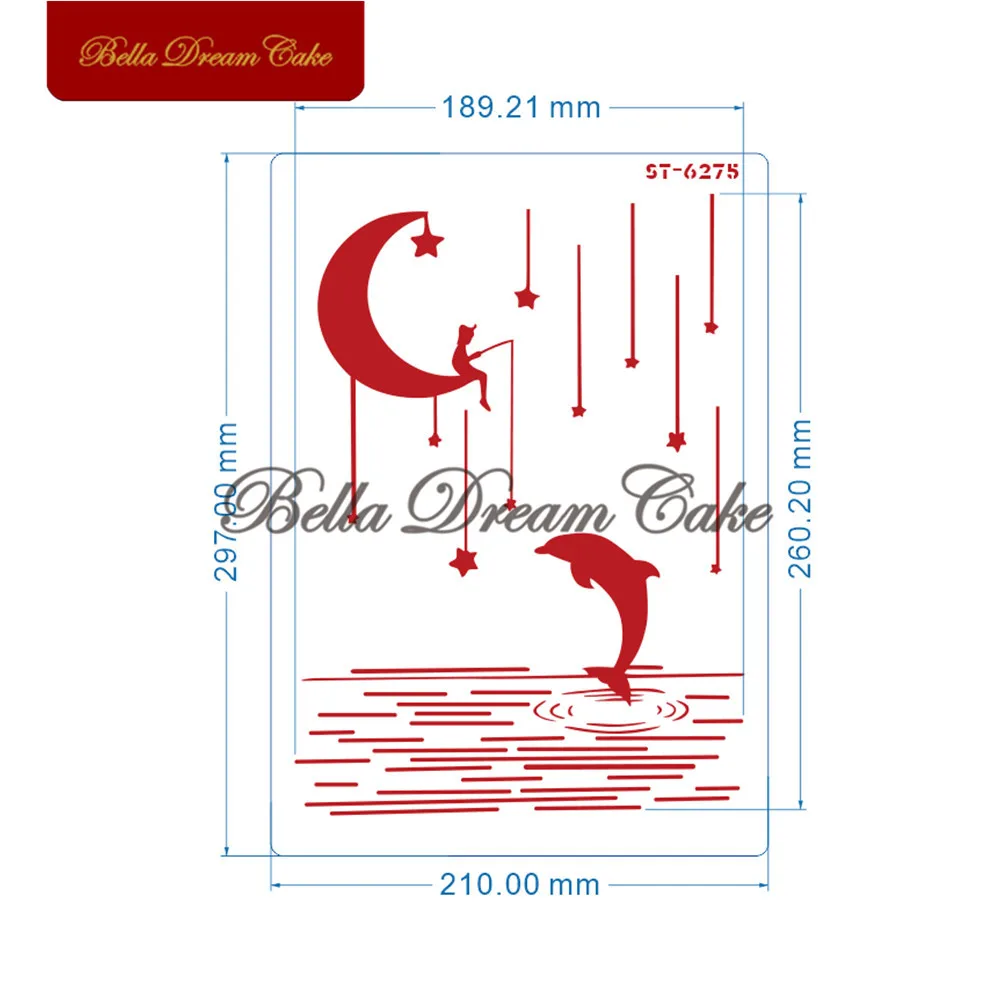 Трафарет для украшения торта с изображением Звезды Луны дельфина домашних