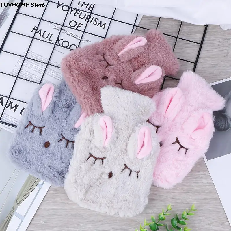Winter Warm Heat Reusable Hand Warmer Cute PVC Stress Pain Relief Therapy Hot Water Bottle Bag with Knitted Soft Cozy Cover