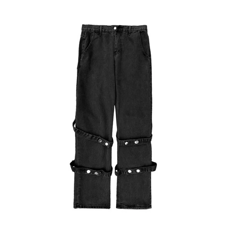 Black Clothing Men Autumn Vintage Jeans Washed Loose Wide Leg Pants Straight Cargo Pants Baggy Jeans Denim Jeans Streetwear