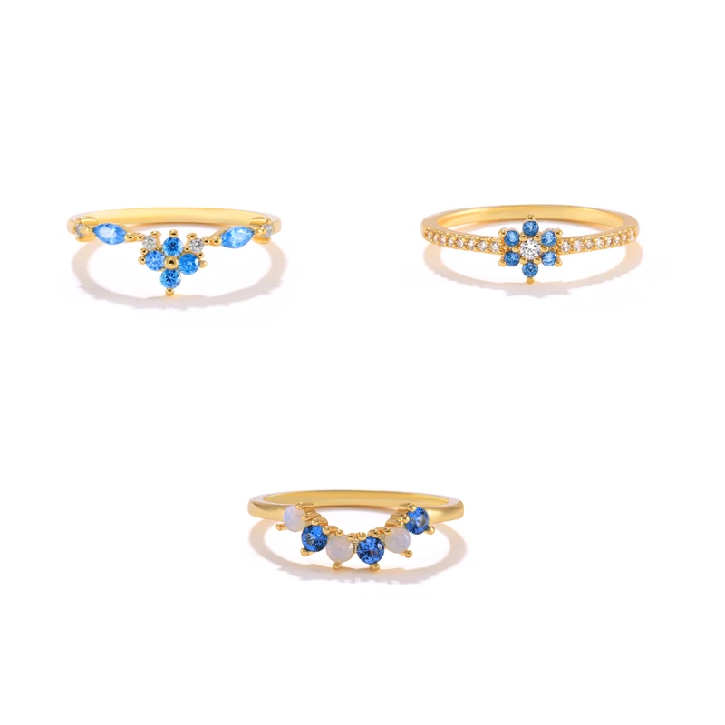 

ROXI Bohemia Blue Zircon Flowers Gold Rings for Women Adjustable Rings Jewelry 925 Sterling Silver Wedding Ring Anillos Mujer