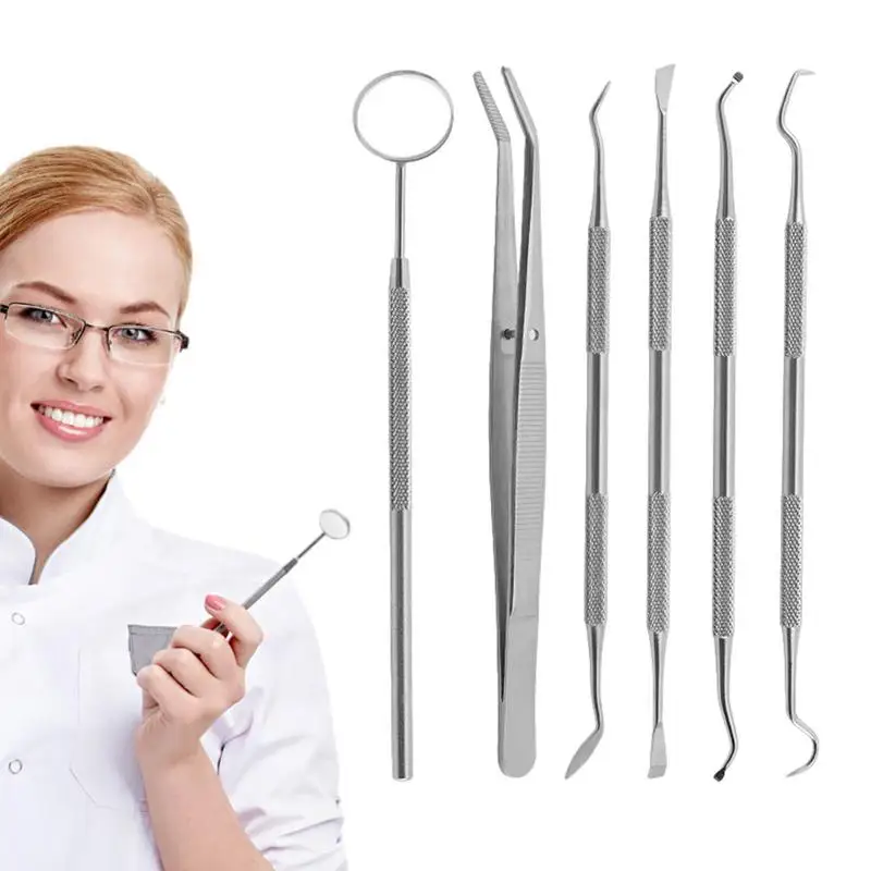 

Dental Cleaning Kit 6PCS Stainless Steel Tooth Scraper Stainless Steel Tarter Scraper Plaque Remover For Teeth Dental Pick