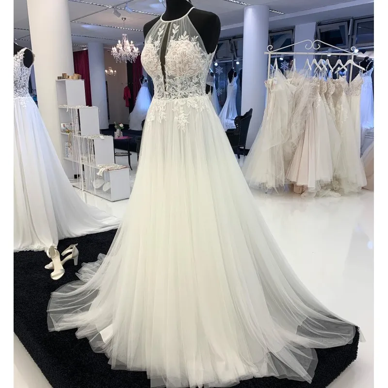 

Свадебное платье Lakshmigown в стиле бохо, а-силуэта, с открытой спиной