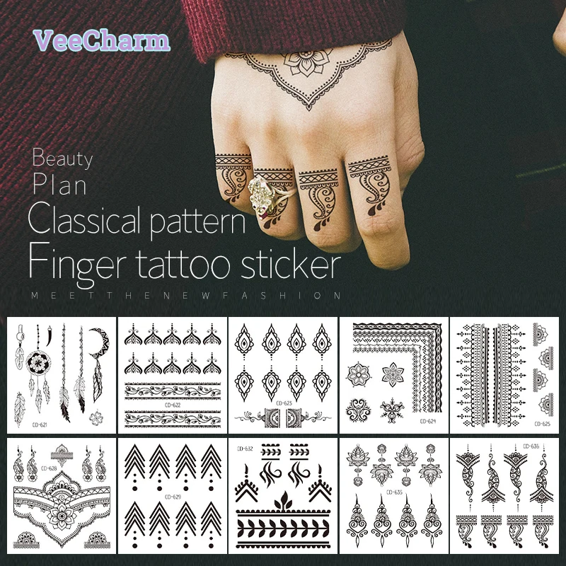 VeeCharm-временная тату-наклейка для рук и искусственная кожа классические модные