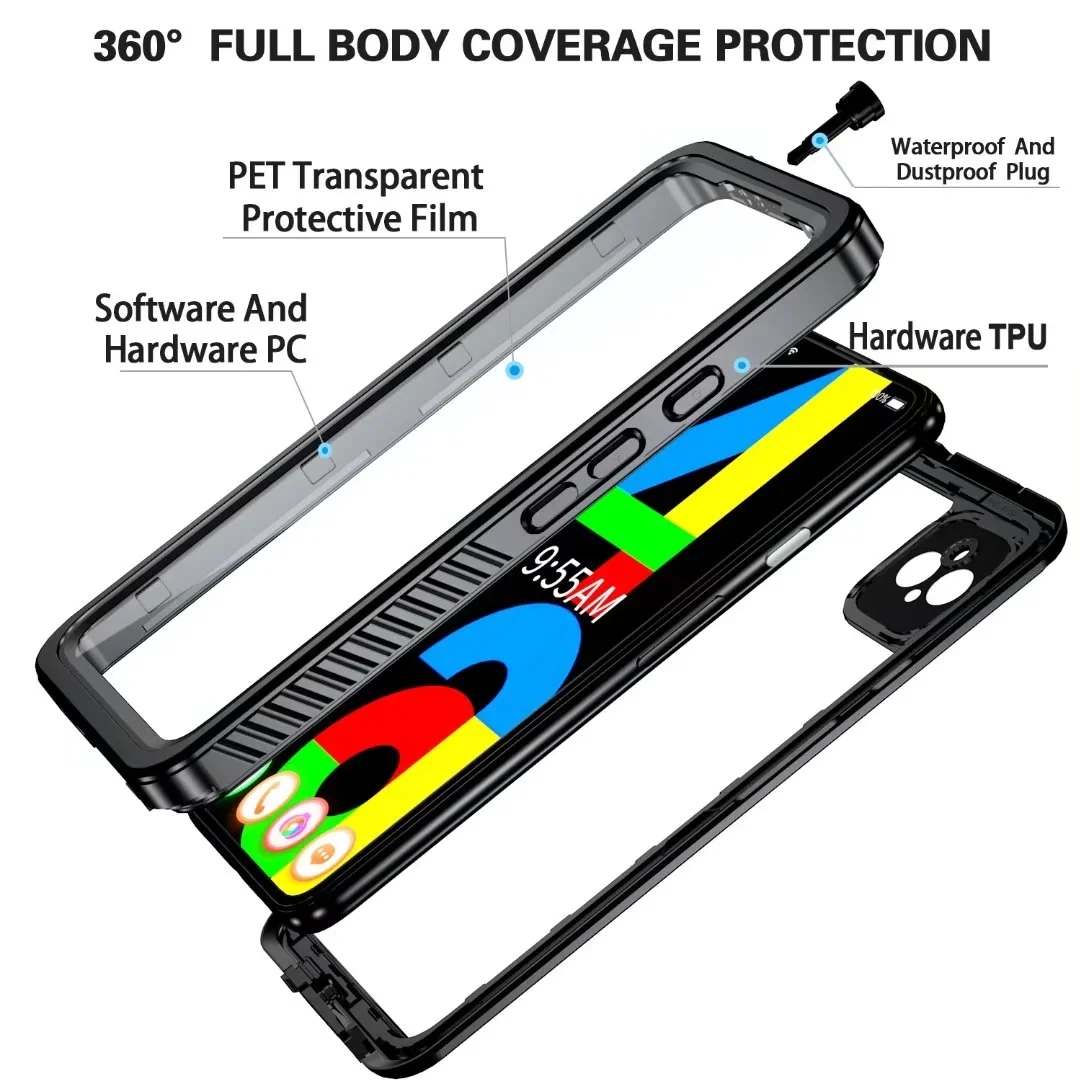 Shellbox IP68 Waterproof Case for Google Pixel 4A 5G Shockproof Heavy Duty Defender Case Diving Cover with Screen Protector