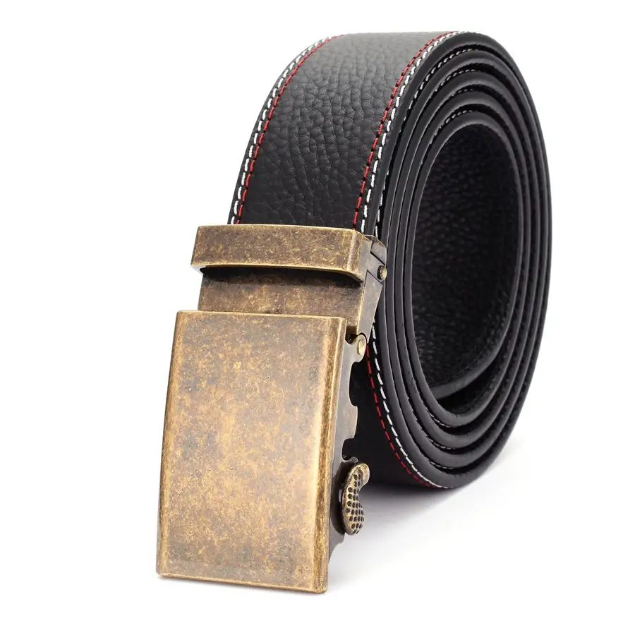 Mens Business Style Belt Top Quality Girdle Belts for Jeans Men's Leather Ratchet Casual Dress Belt with Automatic Buckle