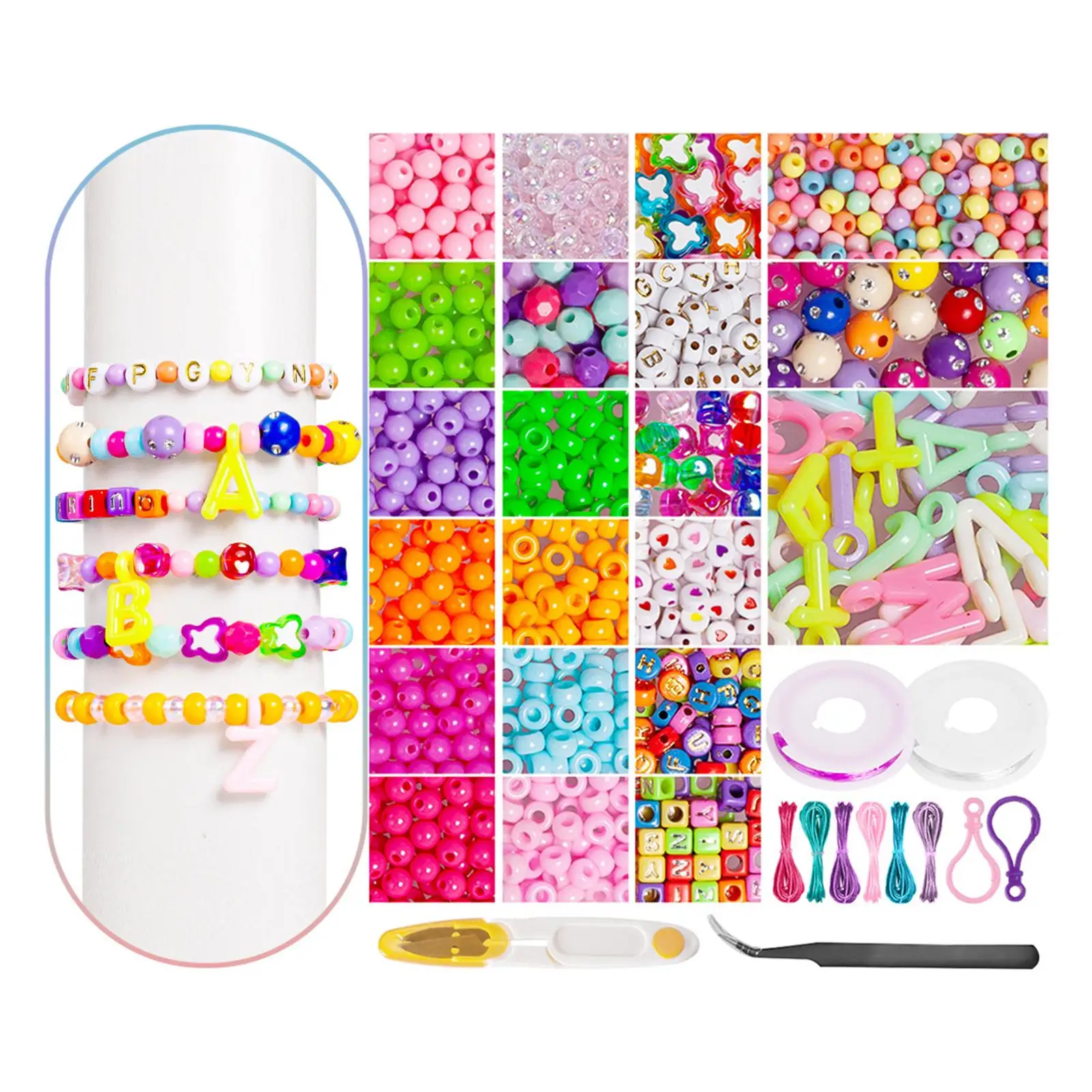 

Jewelry Making Beads Set Loose Beads Tweezer DIY for Gift DIY Craft Making