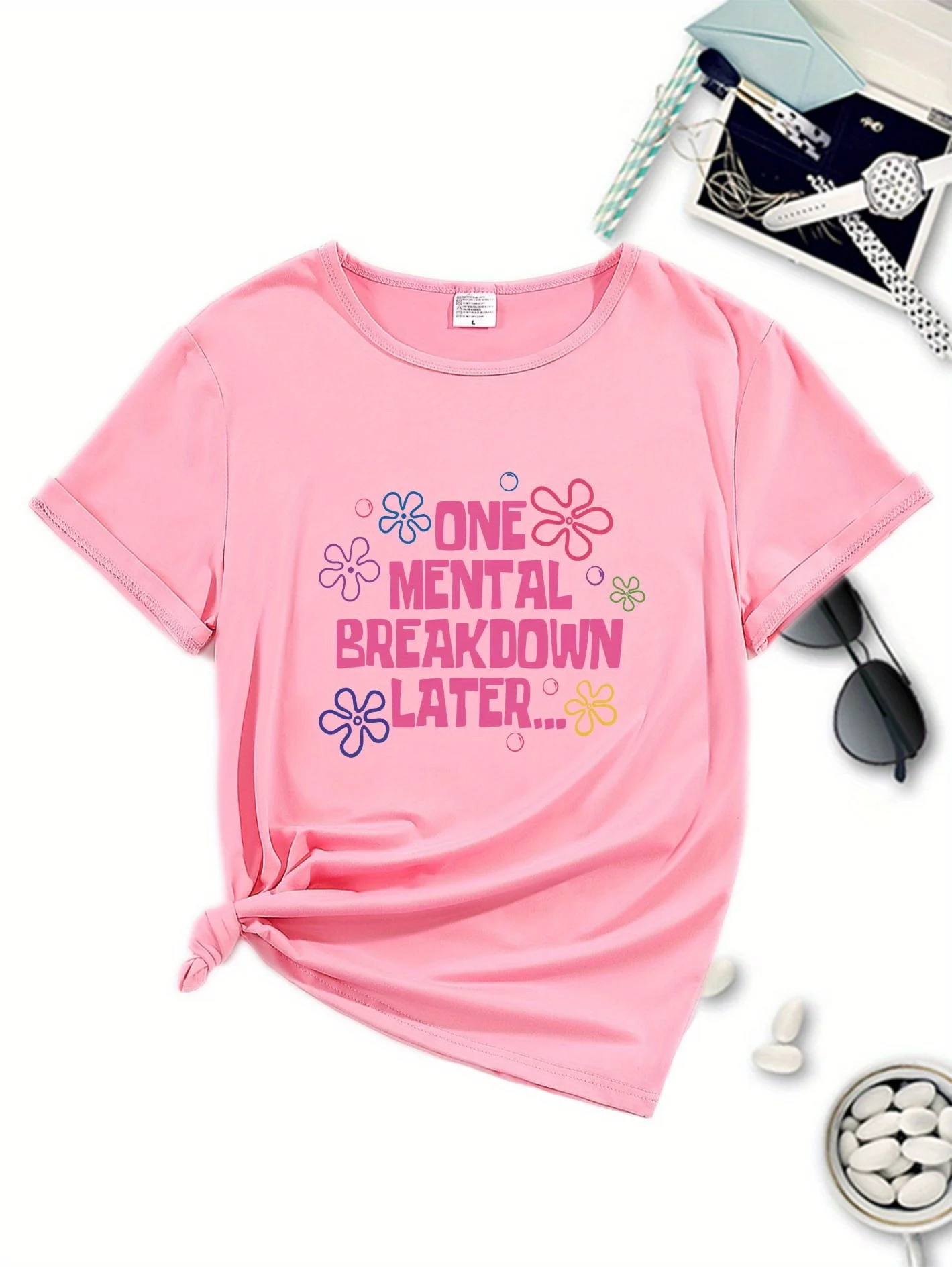 Женская Повседневная футболка с круглым вырезом модный спортивный топ