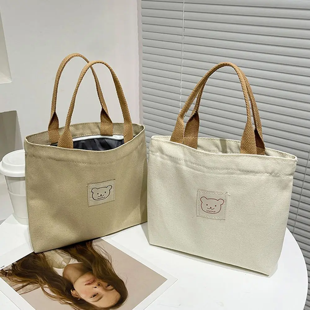 

Женская Холщовая Сумка-тоут с мультяшным медведем, 2023