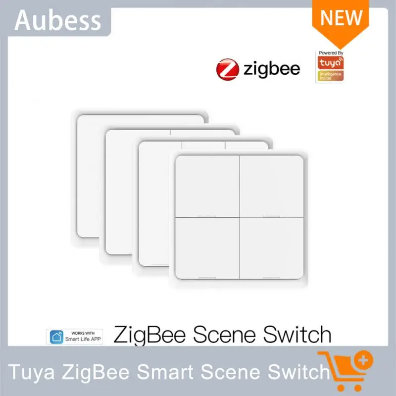 

Беспроводной смарт-переключатель Tuya ZigBee для сцены, паста типа 12, 4 клавиши, кнопка для управления через приложение Tuya Smart Life
