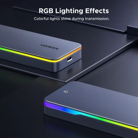UGREEN 20 Гбит/с M.2 SSD Корпус NVMe SATA SSD Адаптер корпуса USB 3.2 Gen2 Внешний корпус поддерживает эффект освещения RGB