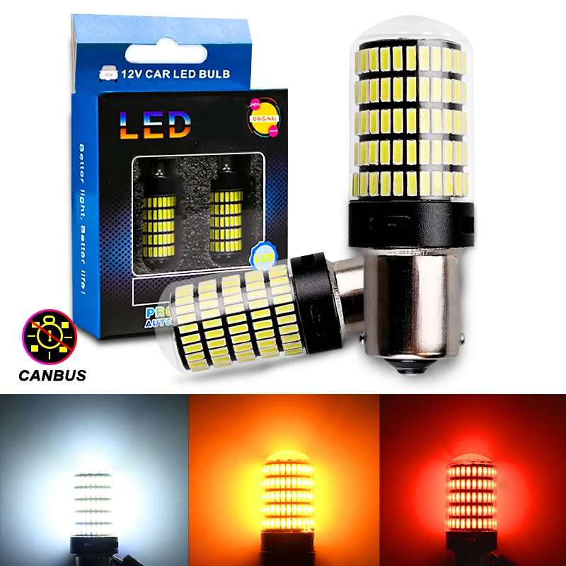 

2pcs Canbus LED Bulbs Turn Signal Light 1156 1157 T20 7440 7443 T25 3157 LED Replacement Backup Brake Reverse Park Lamps SMD4014