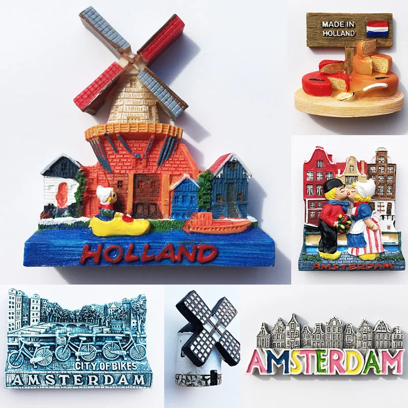 

Decoration Crafts Magnetic sticker Netherlands Fridge Magnets Holland Tulips Bicycles Wooden Shoes Dutch Capital Amsterdam